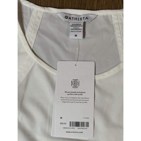 Athleta Zephyr Refined Tank Top White Sleeveless Recycled Blend Side Slit M - Picture 3 of 5